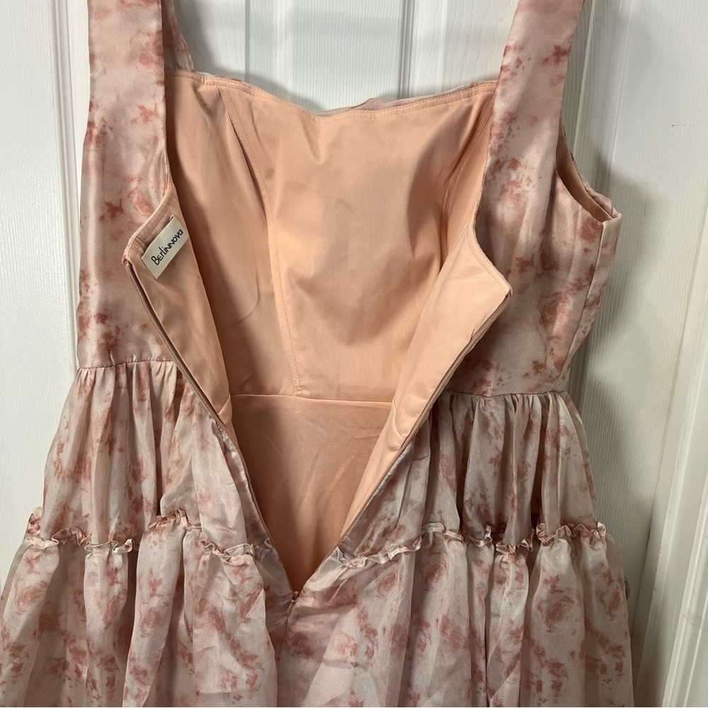 Berlinnova New Pink Floral Mini Prom Dress size 20W lined zipped babydoll - Picture 8 of 14